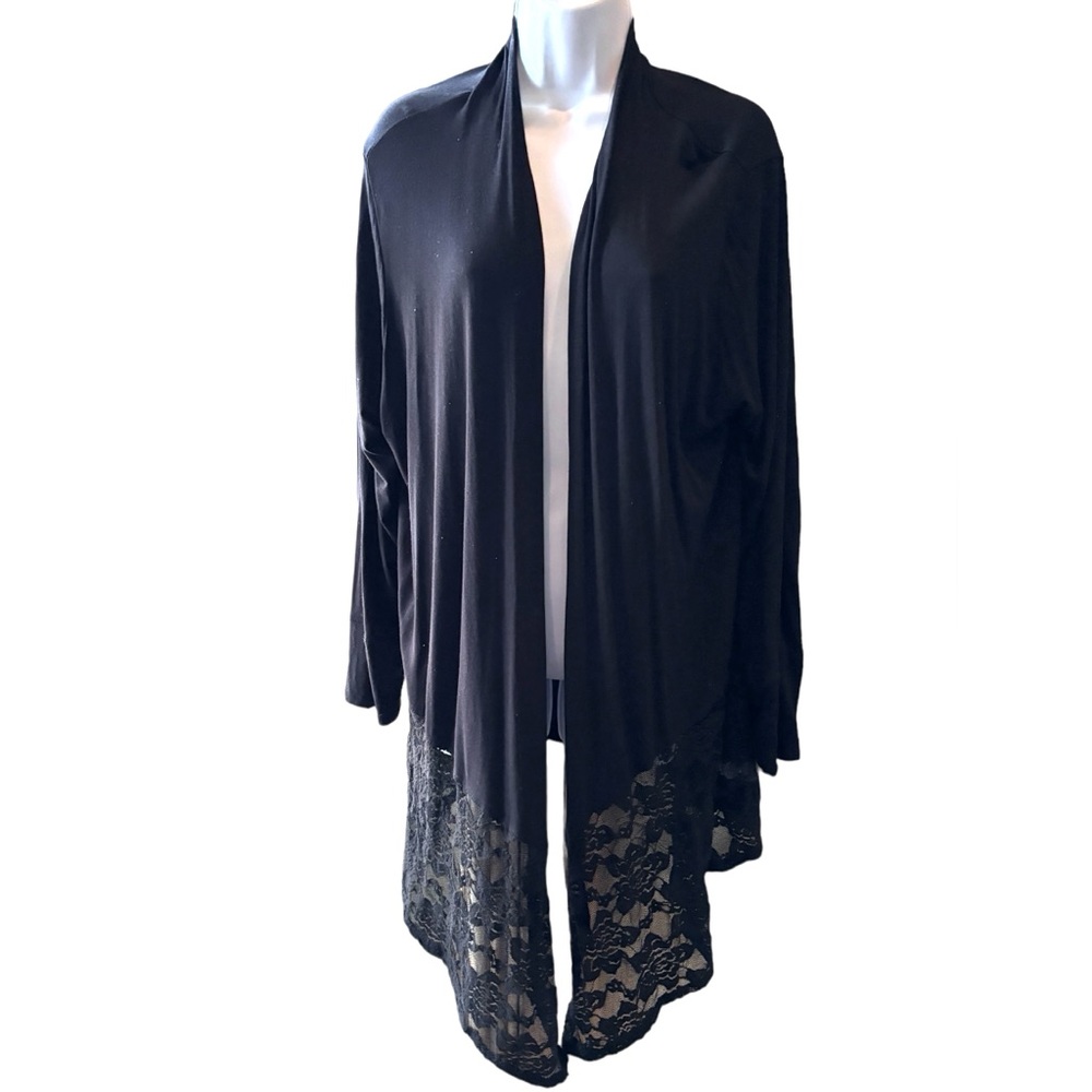 French Laundry VINTAGE Jacket Lace Bottom Cardigan Long Front Short Back Large